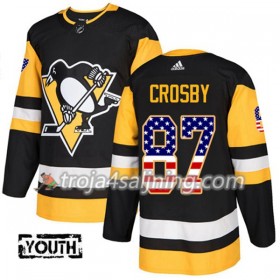 Pittsburgh Penguins tröja Sidney Crosby 87 Adidas 2017-2018 Svart USA Flag Fashion Authentic - NHL Tröjor Barn